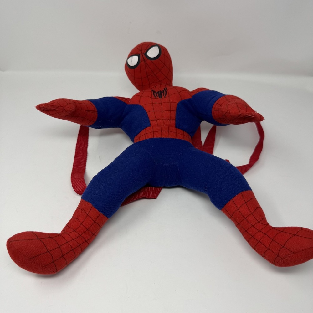 Marvel Spider-Man Plush Backpack Red Blue 18in Kids Boys‎ Soft School Hero Bag